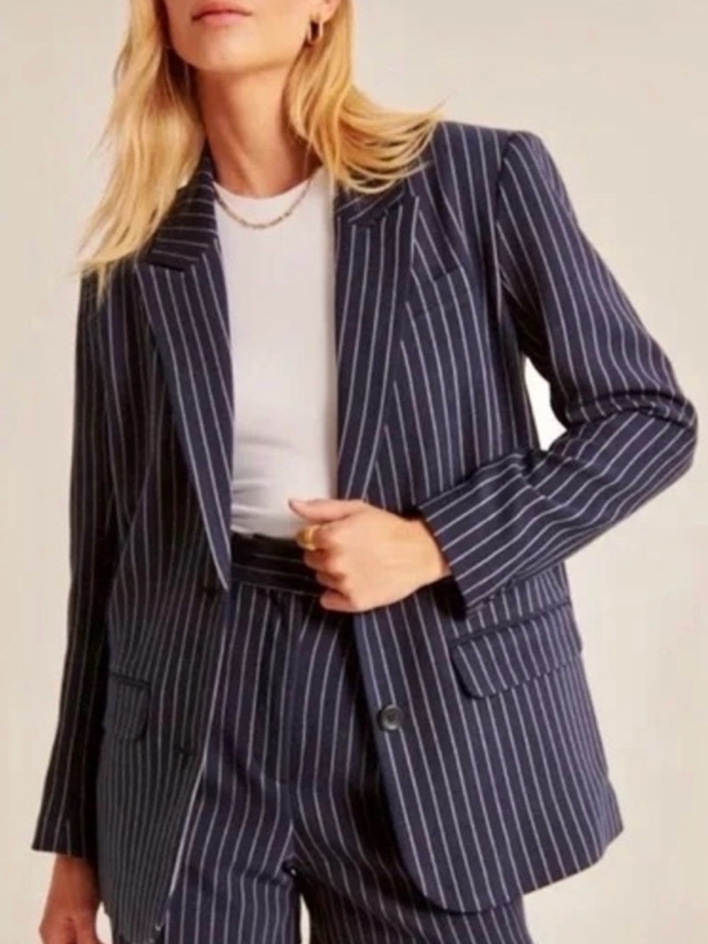 NWT Abercrombie & Fitch Navy Pinstripe Blazer - Small